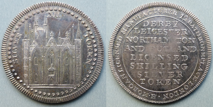 Derby etc. shilling, Peterborough cathedral Derby etc. shilling, Peterborough cathedral